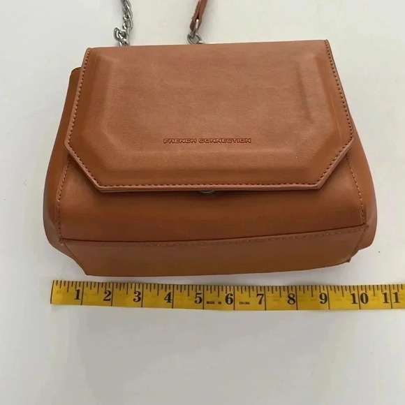 French Connection Crossbody Bag 23 L x 18 H x 8 W golden brown NWOT - Picture 3 of 12